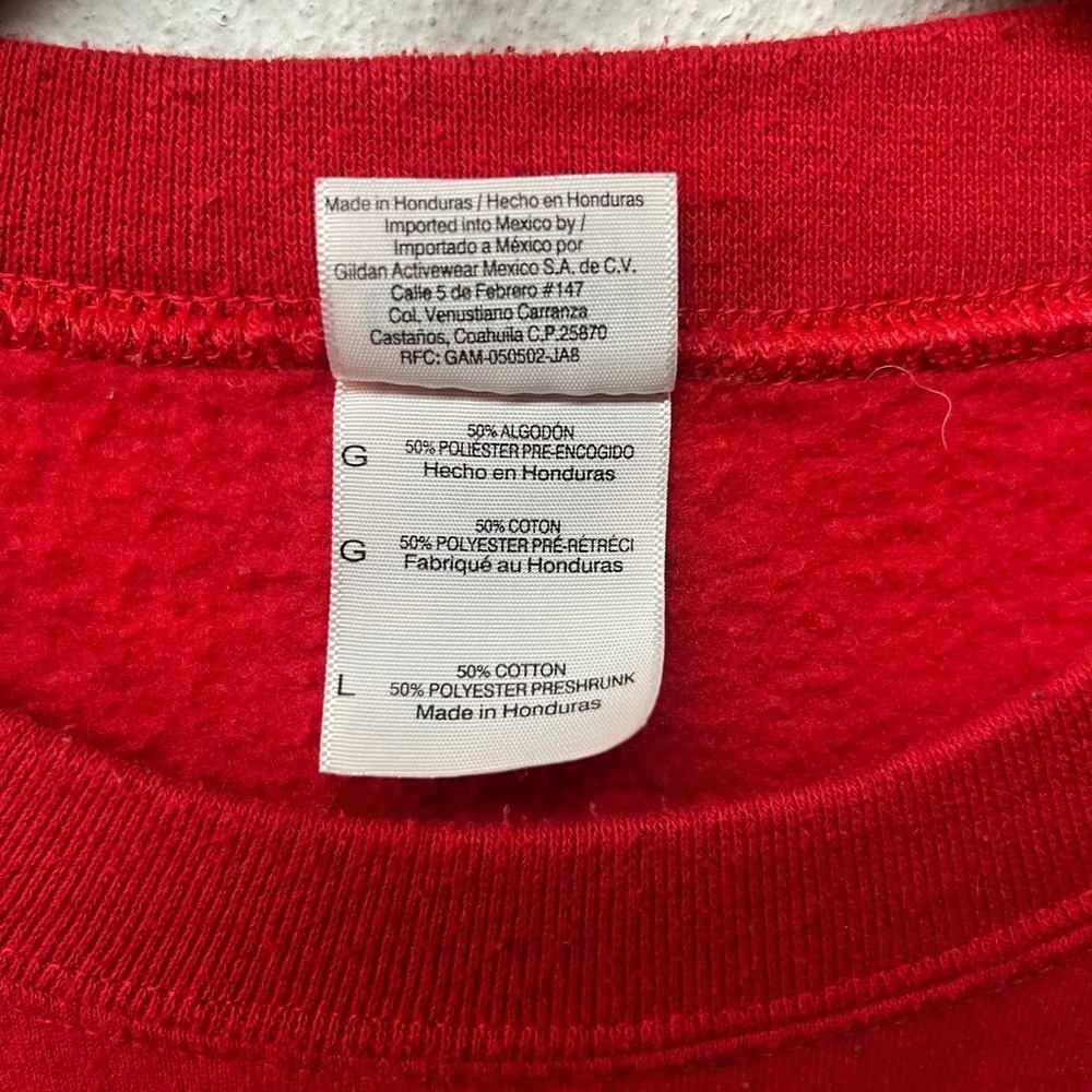 Gildan Red Crewneck Sweater with Festive Design - Picture 3 of 5
